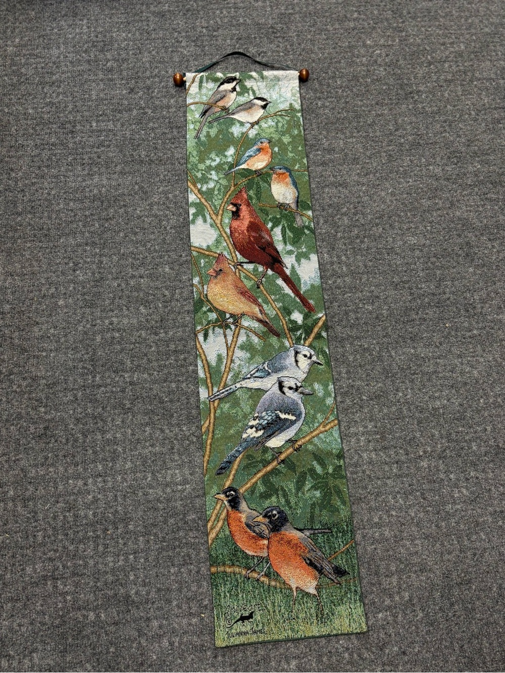 Jacquard Woven Bird Scene Tapestry Wall Hanging